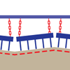 Flexible suspension of the harrow sections